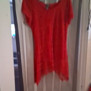 Chic Scarlet Lace Blouse